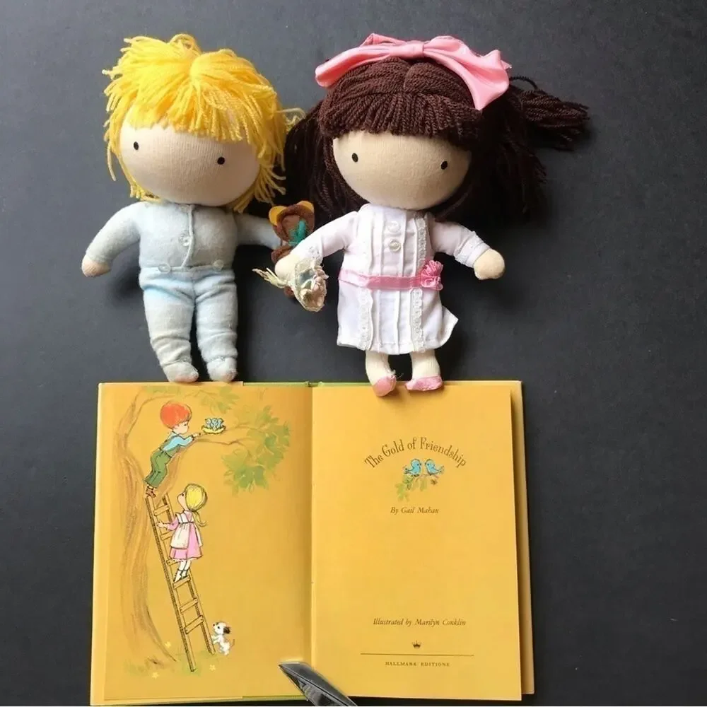 Vintage Joan Walsh Anglund Pair of Dolls and Book Set